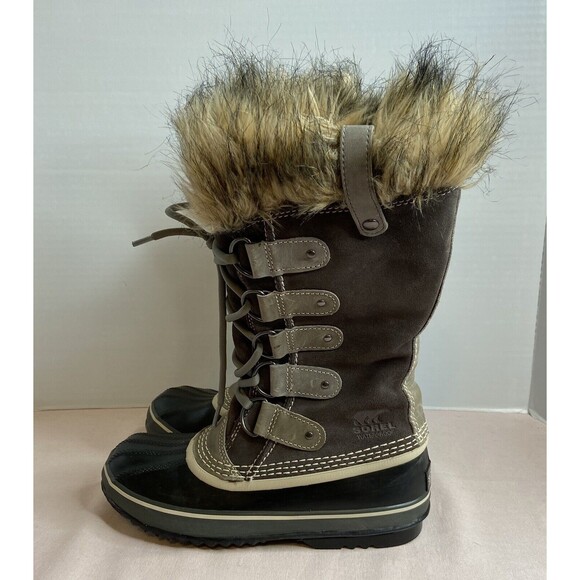 Sorel Womens Suede Faux Fur Trim Joan Of Arctic Snow Boots Brown Size 8 - Picture 1 of 10